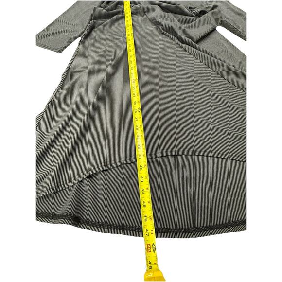 Garnet Hill Maxi Dress Womens Sz Large Gray Striped Long Sleeves Hi-Low Travel - Picture 6 of 9